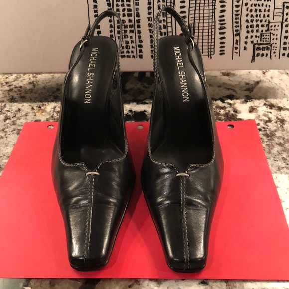 Michael Shannon: high slingbacks w/white stitching - Picture 2 of 8